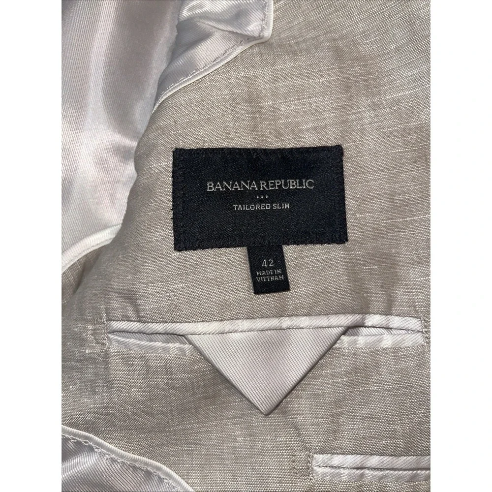 Banana Republic Linen Blend Blazer Men‎ 42 Beige Business Wedding Golf Resort